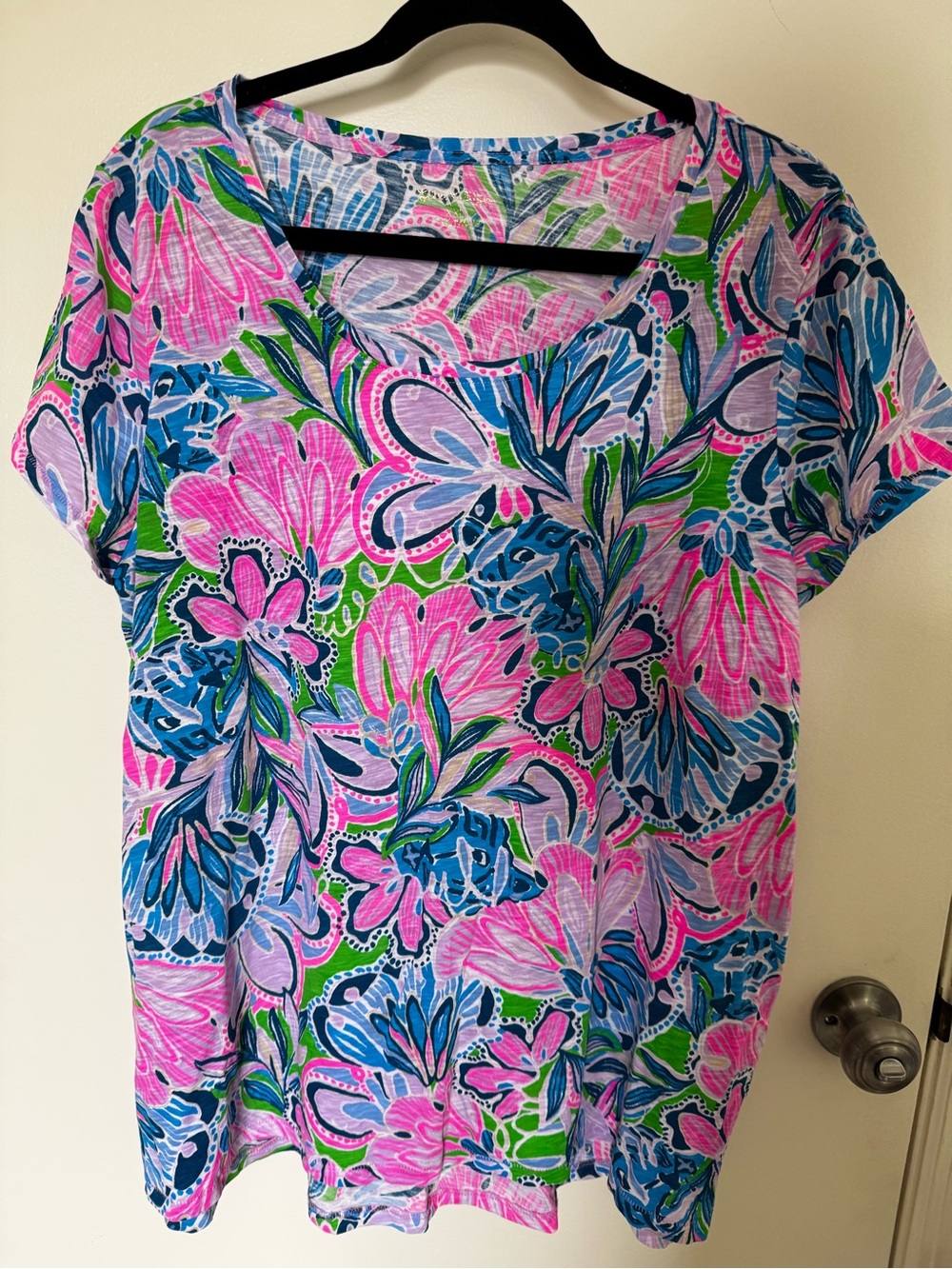 Lilly Pulitzer Pink, Blue & Green Floral Short-Sleeve Tee
